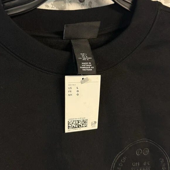 NWT! H&M Crewneck Printed Sweater Sweatshirt - Black Size Large - Picture 3 of 5